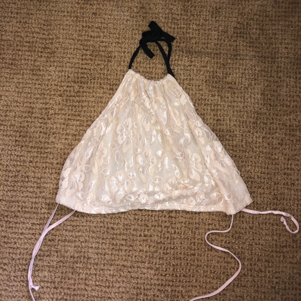 Lace halter crop top